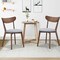 Mid-Century Walnut Dining Chairs Set 2 Ergonomic Cushioned Seat Rubber Wood